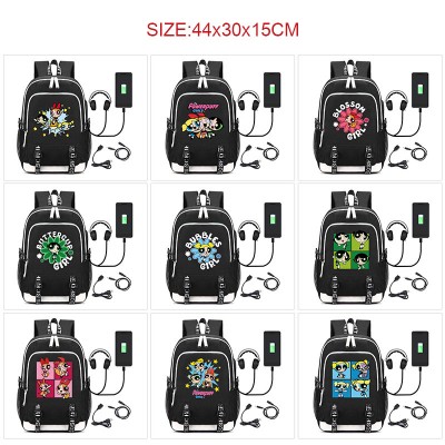 The Powerpuff Girls anime USB charging laptop backpack school bag