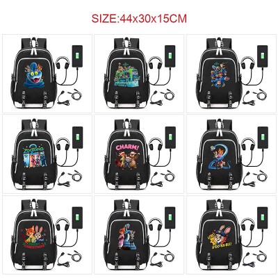 Zootopia anime USB charging laptop backpack school bag