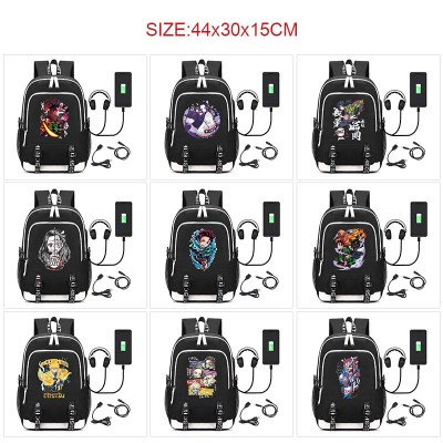 Demon Slayer anime USB charging laptop backpack school bag