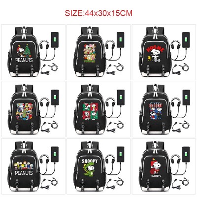 Snoopy anime USB charging laptop backpack school bag