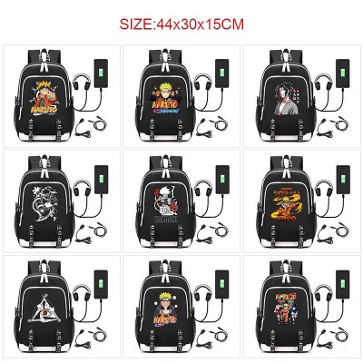 Naruto anime USB charging laptop backpack school bag