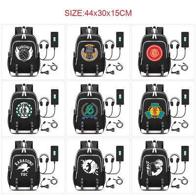Haikyuu anime USB charging laptop backpack school bag