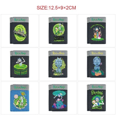Rick and Morty anime Three Fold Button Wallet Purse
