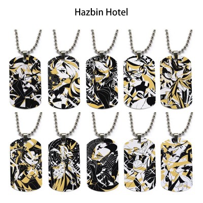 Hazbin Hotel anime dog tag military army necklace