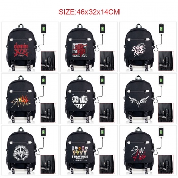 Stray Kids USB charging laptop backpack school bags