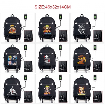Naruto anime USB charging laptop backpack school bag