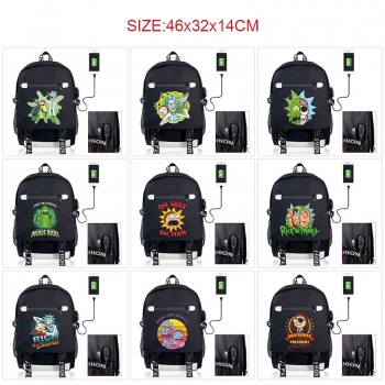 Rick and Morty USB charging laptop backpack school bag