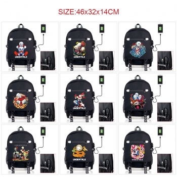Undertale game USB charging laptop backpack school bag