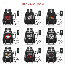 STRAY KIDS star USB charging laptop backpack schoo...