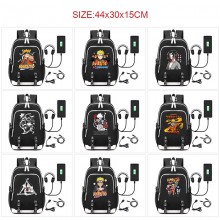 Naruto anime USB charging laptop backpack school b...