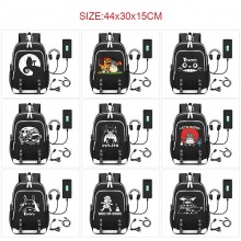 Totoro anime USB charging laptop backpack school b...
