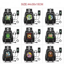 Rick and Morty anime USB charging laptop backpack school bag