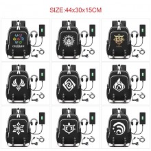 Genshin Impact game USB charging laptop backpack s...
