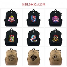 Super Mario anime canvas backpack bags