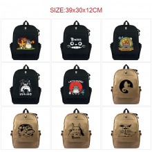 Totoro anime canvas backpack bags
