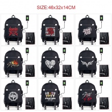 Stray Kids USB charging laptop backpack school bag...