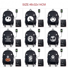 The Nightmare Before Christmas USB charging laptop backpack school bags