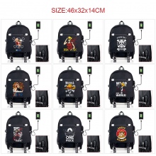One Piece anime USB charging laptop backpack schoo...