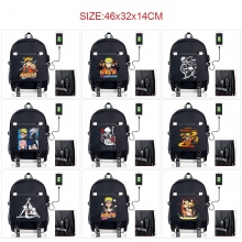 Naruto anime USB charging laptop backpack school b...