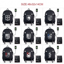 Attack on Titan anime USB charging laptop backpack...