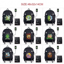 Rick and Morty USB charging laptop backpack school bag