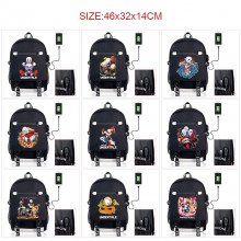 Undertale game USB charging laptop backpack school...