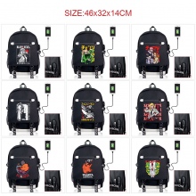 Chainsaw Man anime USB charging laptop backpack school bag
