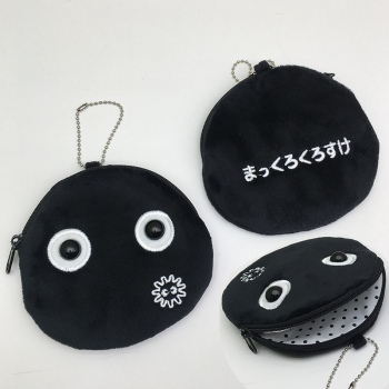 12cm Black Coal anime plush wallet coin purse