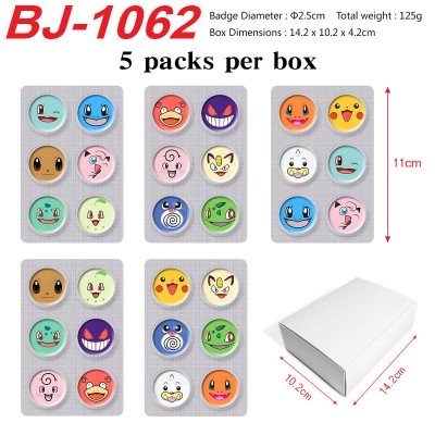 5packs/box Pokemon Mini Capsule Badge Brooch Beans