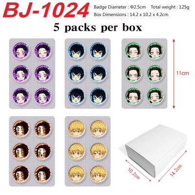 5packs/box Demon Slayer Mini Capsule Badge Brooch Beans