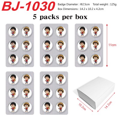 5packs/box One Piece Mini Capsule Badge Brooch Beans