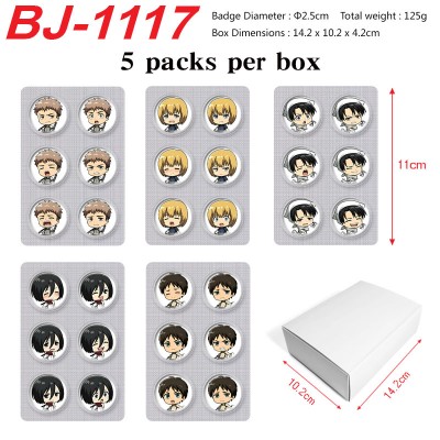 5packs/box Attack on Titan Mini Capsule Badge Brooch Beans