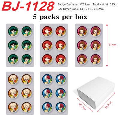 5packs/box My Hero Academia Mini Capsule Badge Brooch Beans