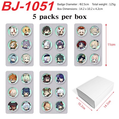 5packs/box Genshin Impact Mini Capsule Badge Brooch Beans