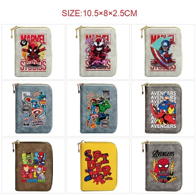 Super Hero Iron Spider Super Man Zipper Short Wallet Card Holder Pack