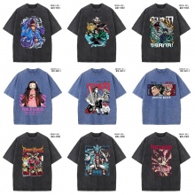 Demon Slayer anime short sleeve wash water worn-out cotton t-shirt