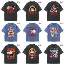 One Piece short sleeve wash water worn-out cotton t-shirt