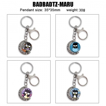 Badtz-Maru Two-sided Rotatable Round Crystal Key Chain Ring