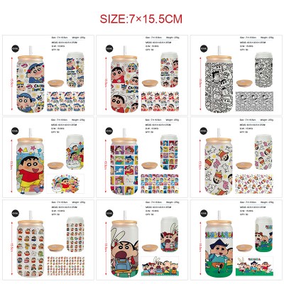 Crayon Shin-chan anime frosted glass cups 350ml/450ml