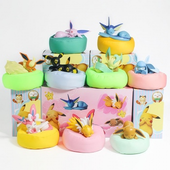 9pcs/set 8cm Pokemon Eevee Sleeping Position Blind Box Figures