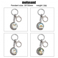 Shark Cat Two-sided Rotatable Round Crystal Key Chain Ring