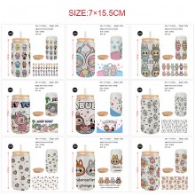 Labubu anime frosted glass cups 350ml/450ml