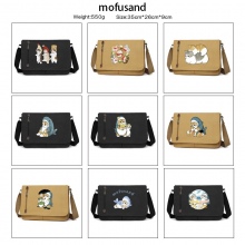 Mofusand Shark Cat retro canvas messenger crossbod...