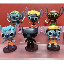 6pcs/set 9cm Naruto Luffy Zoro Goku cos Stitch figures(OPP bag)