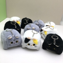 10cm Fluffy Square Calico Cat plush doll keychain(...