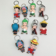 One Piece anime figure doll key chains(10pcs a set)